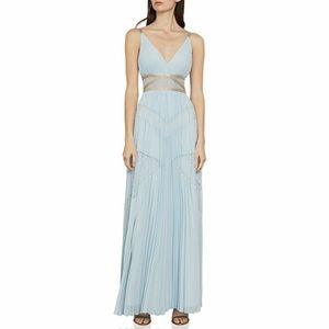 NWT Lace Pleated Georgette A-Line Dress - Light Crystal Blue